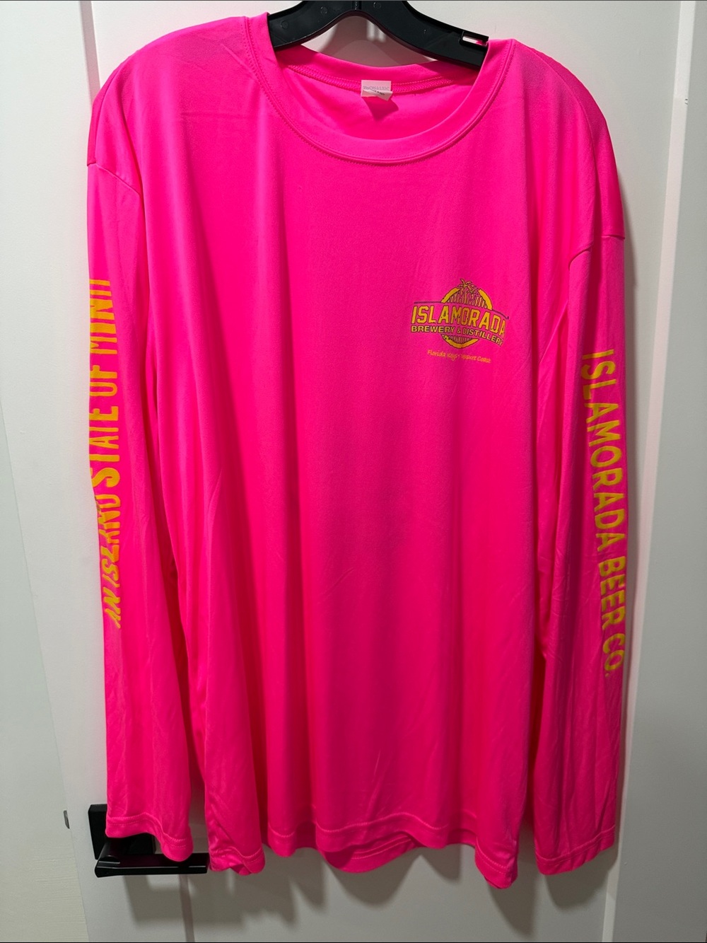 Men’s Hot Pink Long Sleeve Swim Shirt 2XL